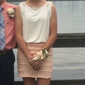 White/coral dress